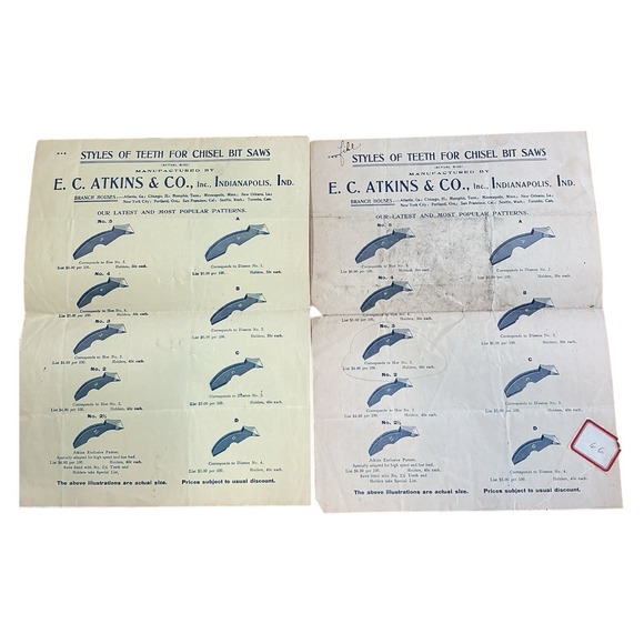 Art | Ec Atkins Co 190s Styles Teeth Chisel Bit Saws Catalog Page ...